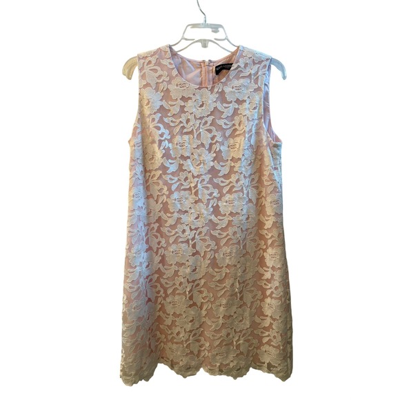 Karl Lagerfeld Paris Dresses & Skirts - Karl Lagerfeld Paris Pink White Floral Lace Sleeveless Shift Dress Womens 12